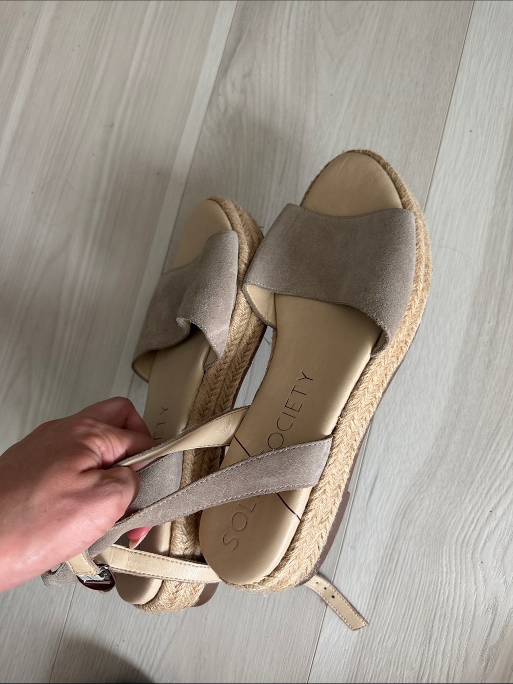 Sole Society Beige Suede Espadrille Platform Sandals